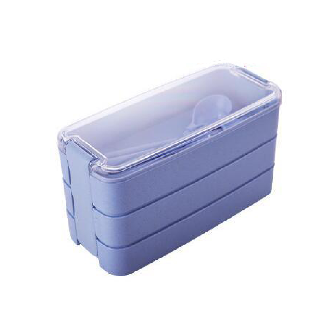 Wheat Straw Three Layer Bento Style Lunch Box With Cutleries