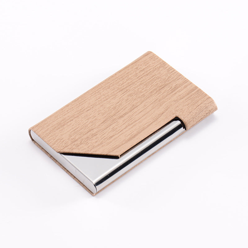 Professional Wood Business Card Holder Pocket Men Women Casual Business Card Holder Case Slim Standard Business Card Carrier