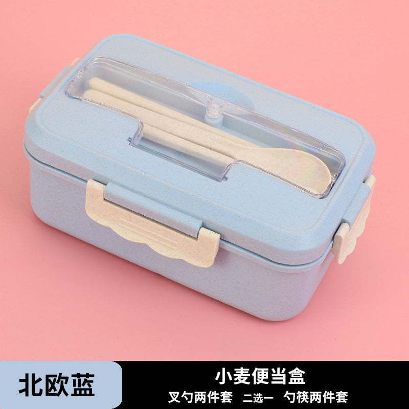 Japanese-Style Compartmented Lunch Box With Spoon