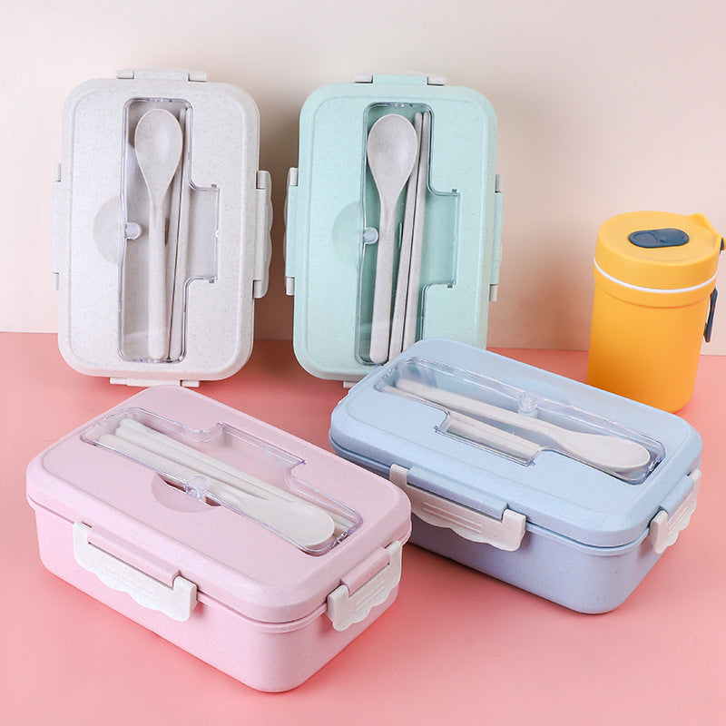 Japanese-Style Compartmented Lunch Box With Spoon