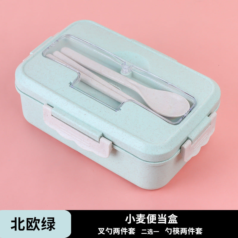 Japanese-Style Compartmented Lunch Box With Spoon