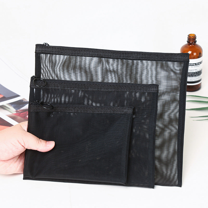 Black Mesh Cosmetic Bag