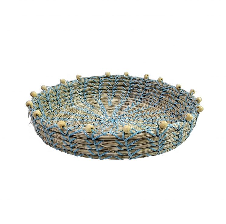 Natural Color Round Serving Tray Seagrass Storage Tray High Quality