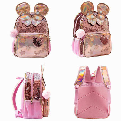 Cute Leather Girls School Bags Durable Glitter Sequin Kids Backpacks