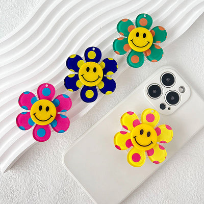 Phone Holder Color Wave Dot Sunflower Creative Retractable Mobile Socket Phone Grip