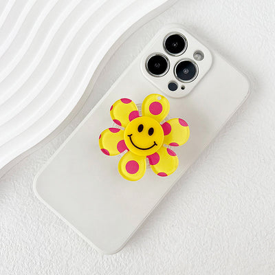 Phone Holder Color Wave Dot Sunflower Creative Retractable Mobile Socket Phone Grip