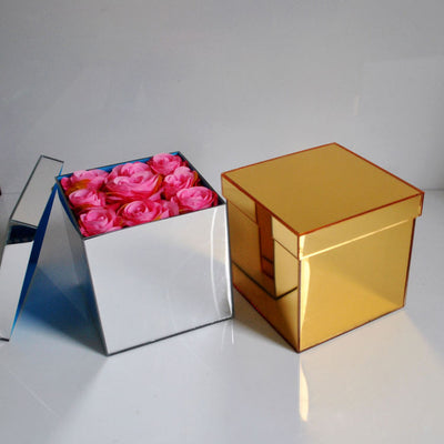 Wedding Gift Rose Cube With Lid Acrylic Mirror Box