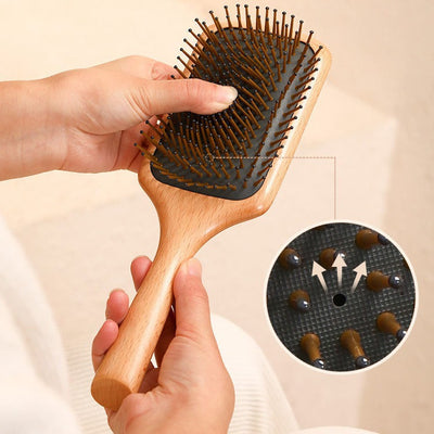 Wood Detangling Airbag Hair Brush