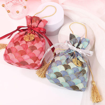 Drawstring Bags Jewelry Organizer Chinese Lucky Pouches Silk Bags