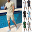 Summer Men Two Piece Set Solid Color Men's Polo Shirt