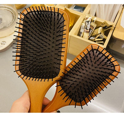 Wood Detangling Airbag Hair Brush