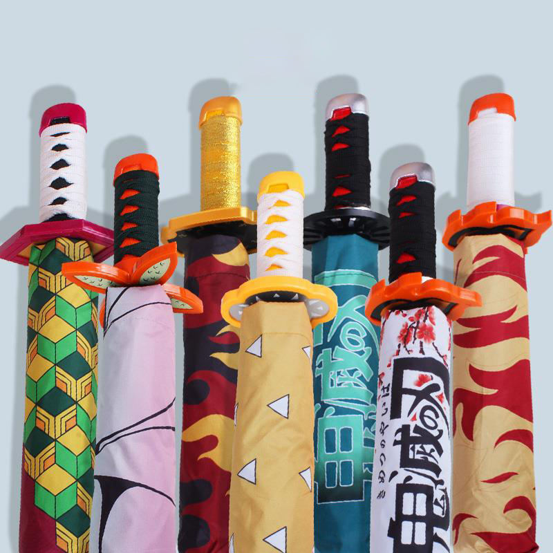 Narutos Genshin Impact Umbrella Demon Slayer Outdoor Umbrella Japan Anime Kimetsu No Yaiba Windproof Waterproof Stick Umbrellas