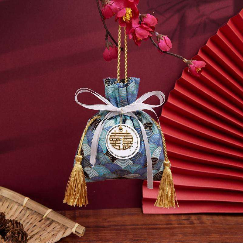 Drawstring Bags Jewelry Organizer Chinese Lucky Pouches Silk Bags