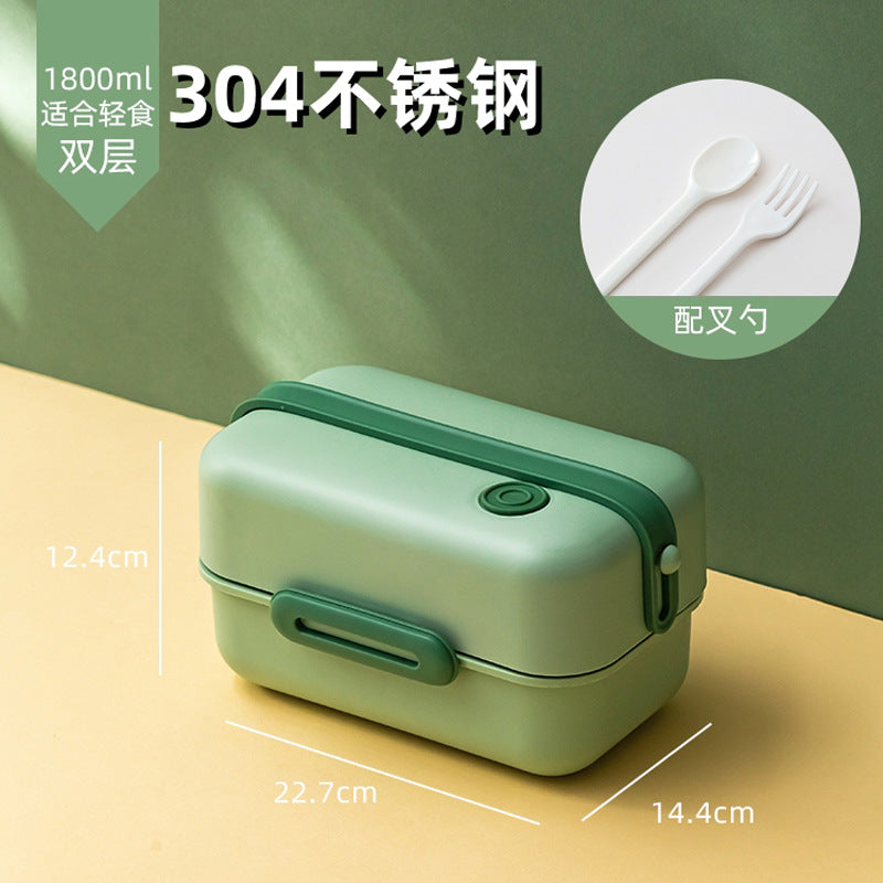 Minimalist Air-Tight Lunch Box With Cutlery And Stainless Steel Inner Compartment