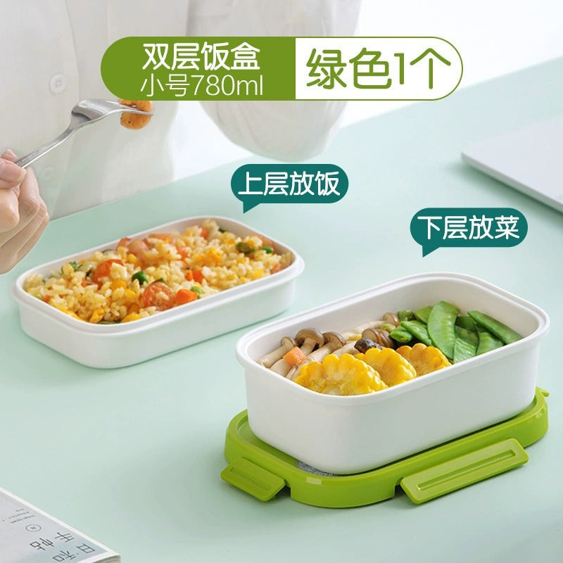 Dual Coloured Pp Cap With 2 Divider Lunch Box