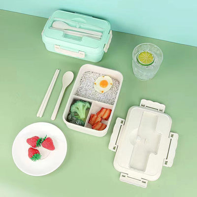 Tool Box-Like Wheat Straw Lunch Box With Cutlery