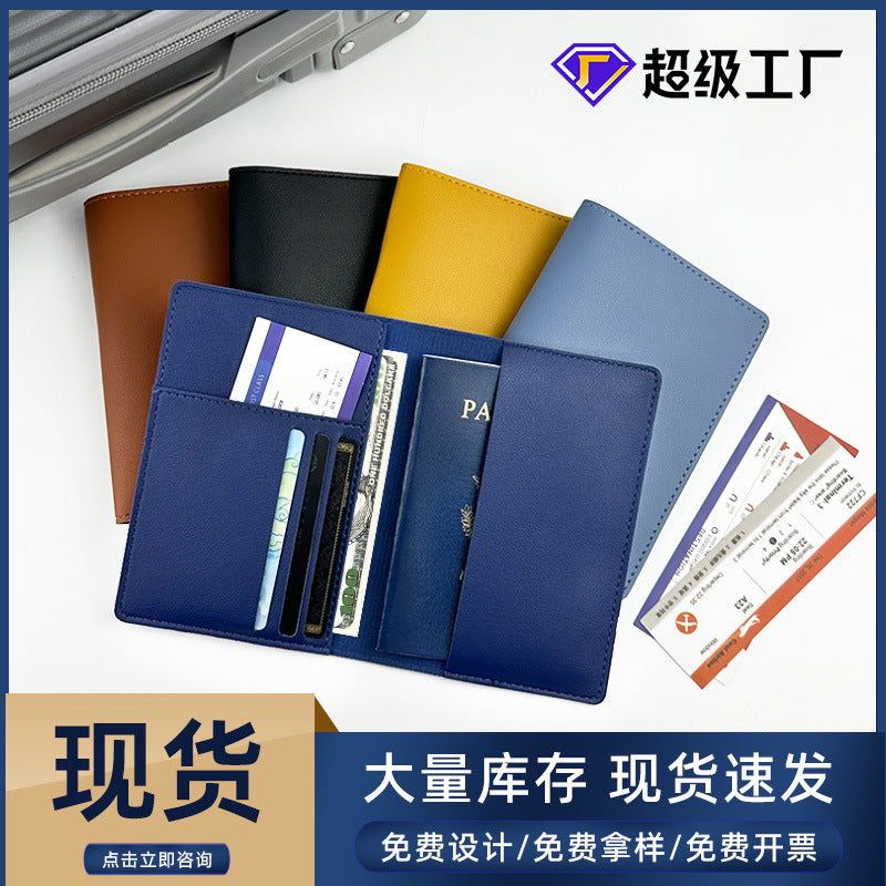 Multi-Compartment Pu Leather Passport Holder