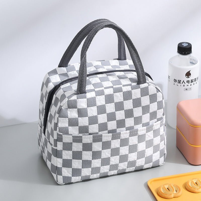 Waterproof Checkered Lunch Bag With Pockets