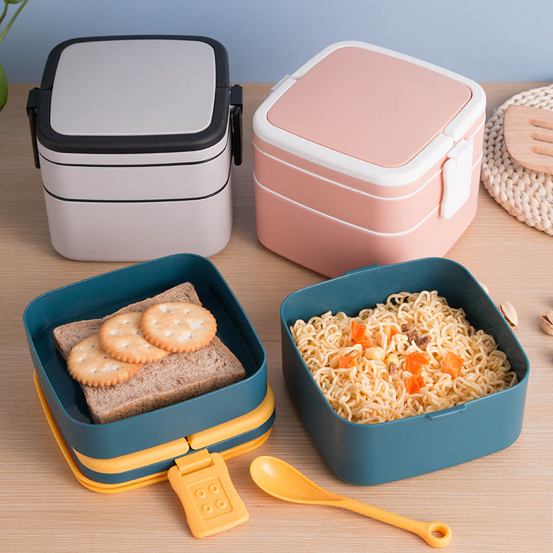 Micorwave-Able Double Deck Bento Lunch Box With Hand Carry