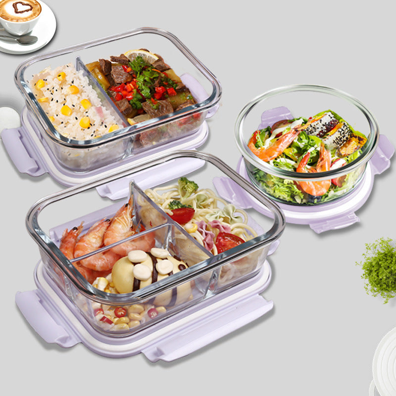 Microwave-Safe Glass Compartment Container