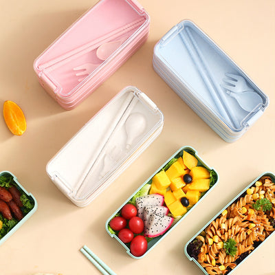 Japanese Wheat Straw Three-Layer Insulated Lunch Box