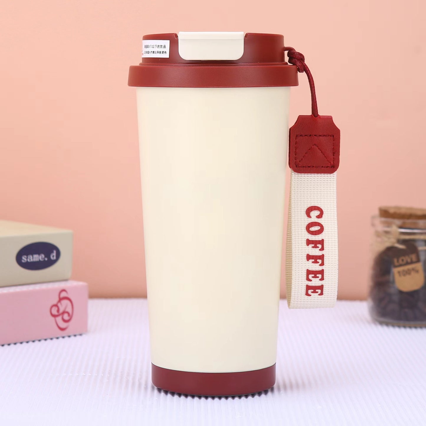 Ceramic Tumbler With Coffee Strap