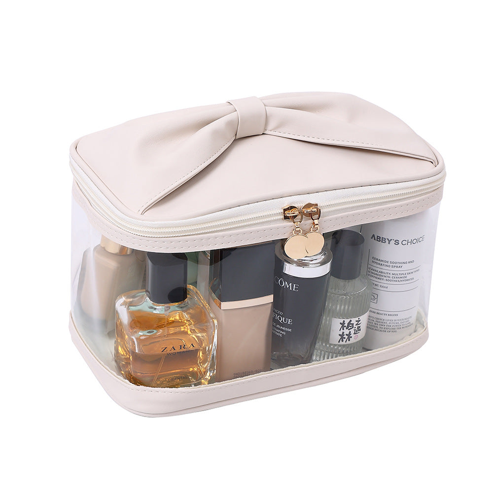 Pu Cosmetic Pouch With Ribbon Top