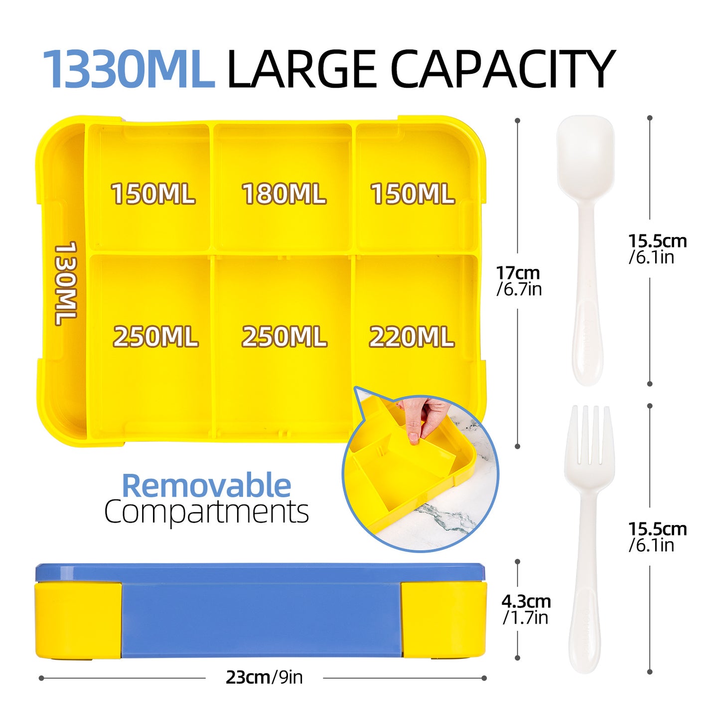 Plastic Lunch Box With Cutlery And Sauce Box