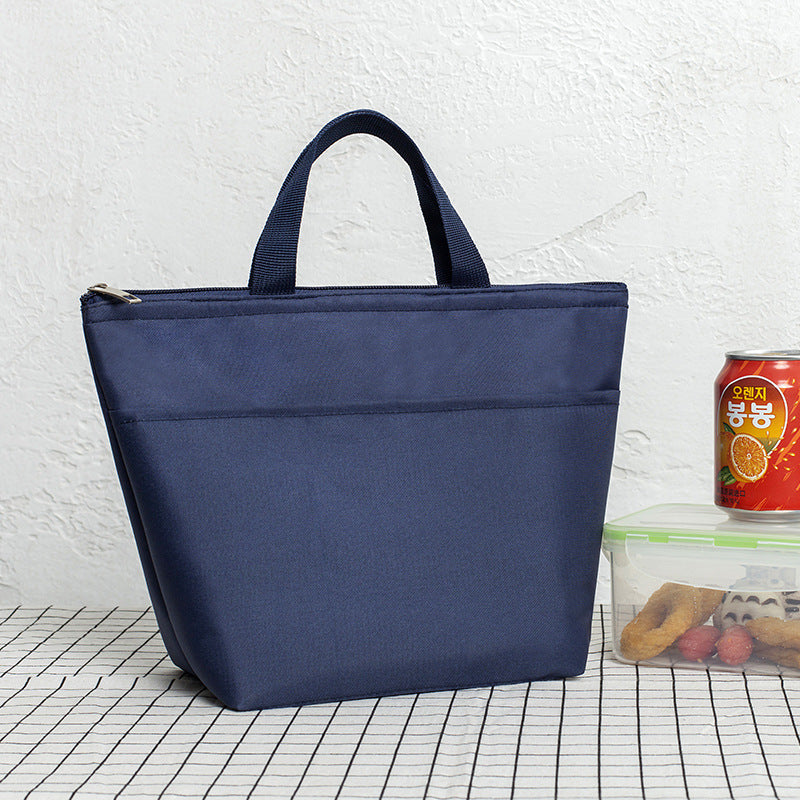 Oxford Cloth Lunch Bag With Navy Handle