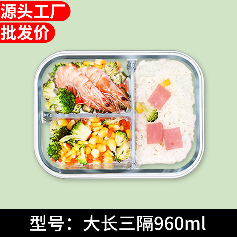 Microwave-Safe Glass Compartment Container