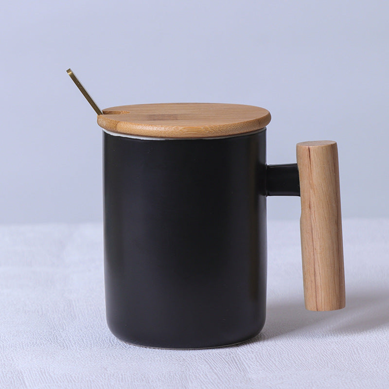 Nordic Style Wooden Handle Ceramic Mug