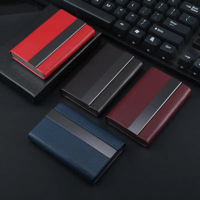 Quality Business Card Holder Professional Pu Leather And Stainless Steel Multi Card Case Credit Card Id Holders