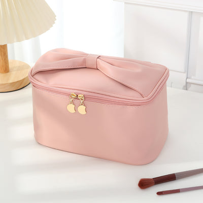 Pu Cosmetic Pouch With Ribbon Top