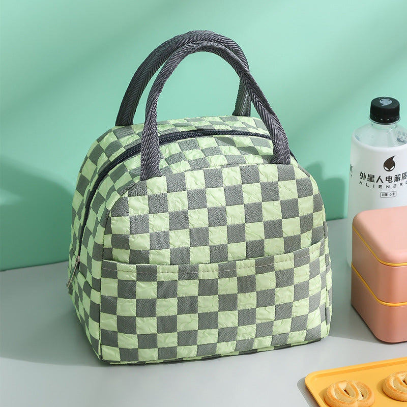 Waterproof Checkered Lunch Bag With Pockets