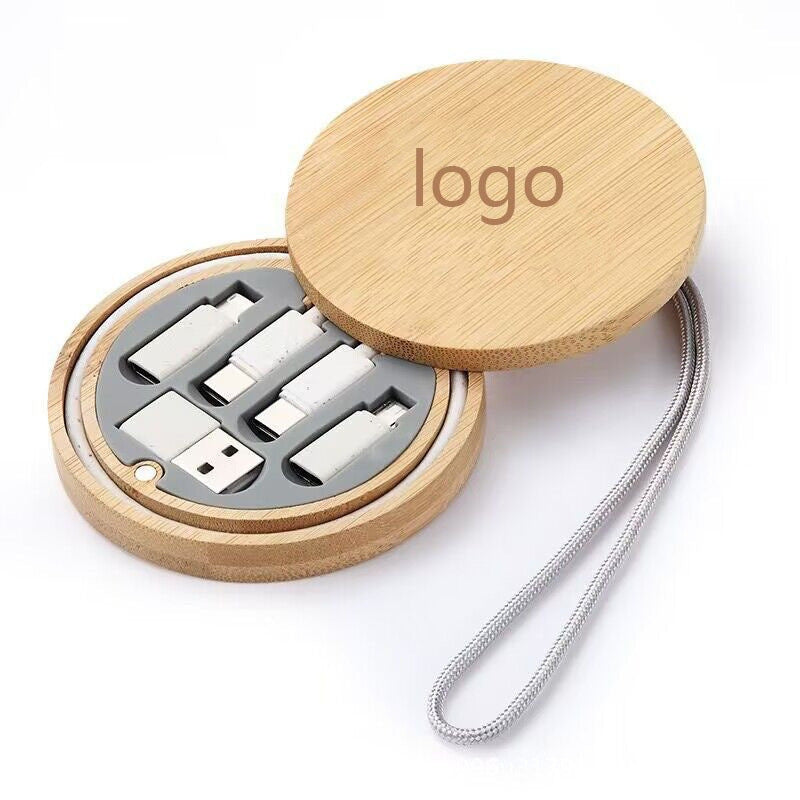 Bamboo Type-C Cable And Adapter Storage