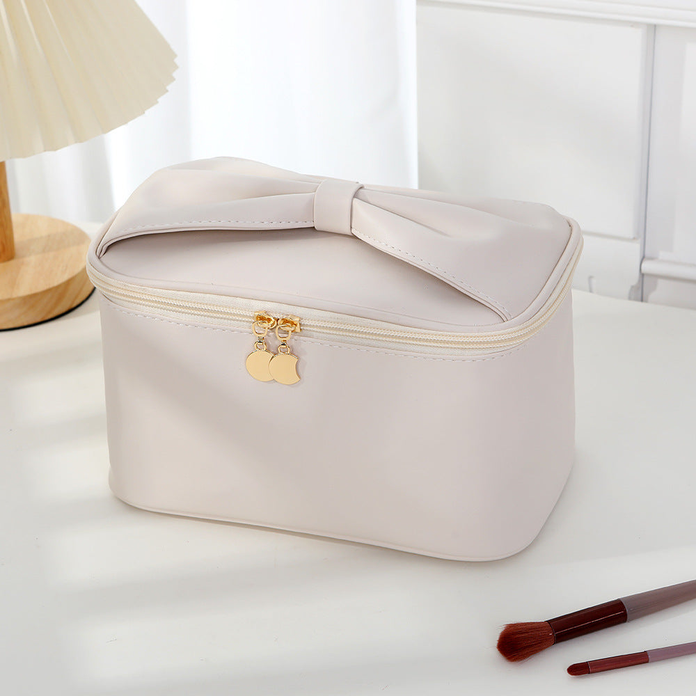 Pu Cosmetic Pouch With Ribbon Top