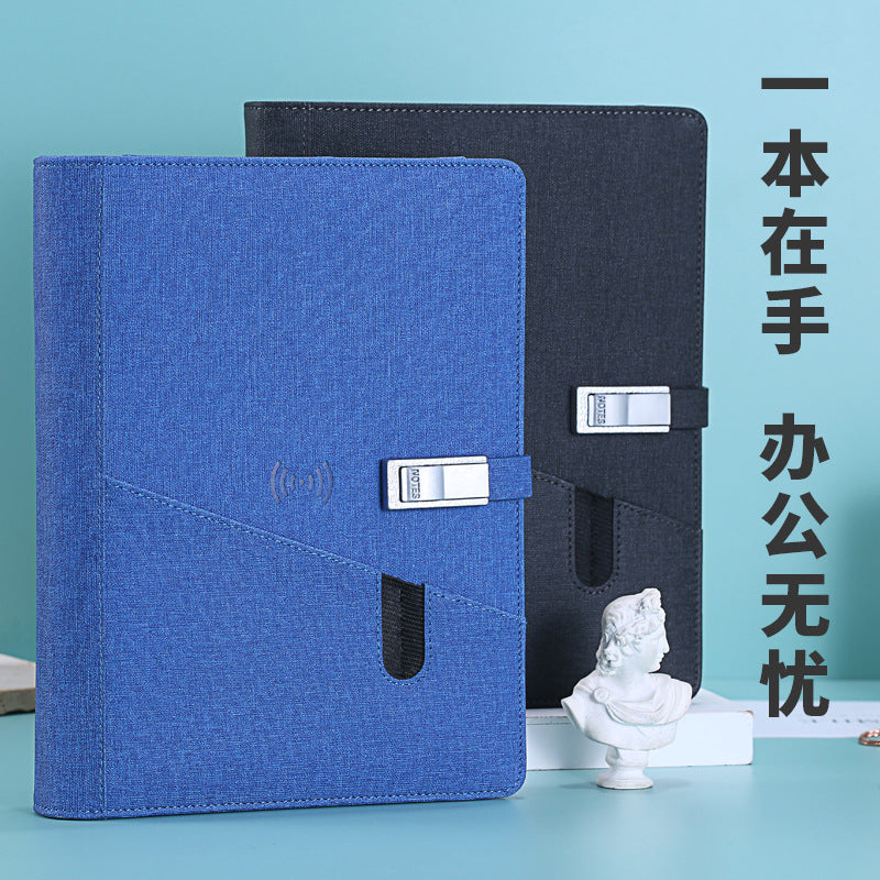 Multi-Compartment Notebook With Chargeble Port