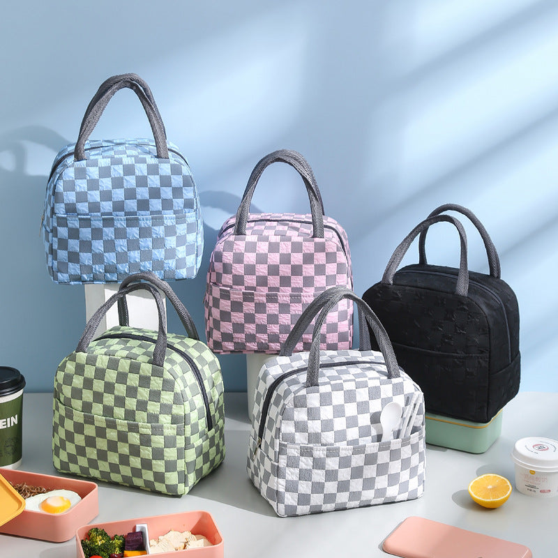 Waterproof Checkered Lunch Bag With Pockets