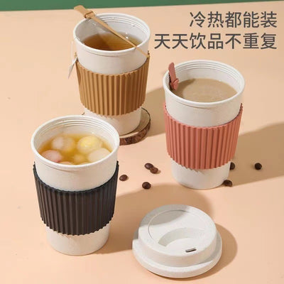 Wheat Straw Coffee Cup With Mixing Function