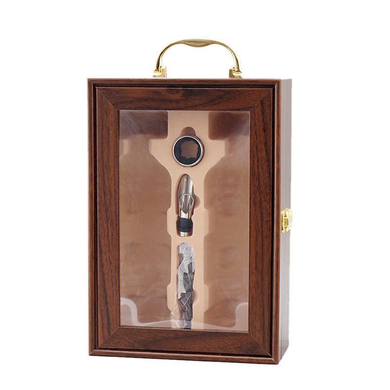 Wooden Single Leather Premium Wine Gift Box With Gold Coated Handle