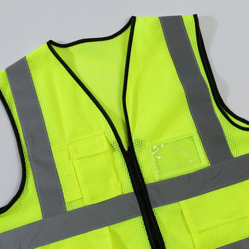 Multi-Pocket Reflective Strip Vest