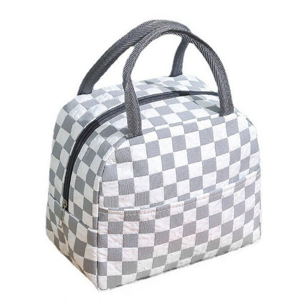 Waterproof Checkered Lunch Bag With Pockets