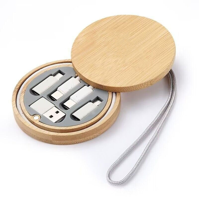 Bamboo Type-C Cable And Adapter Storage