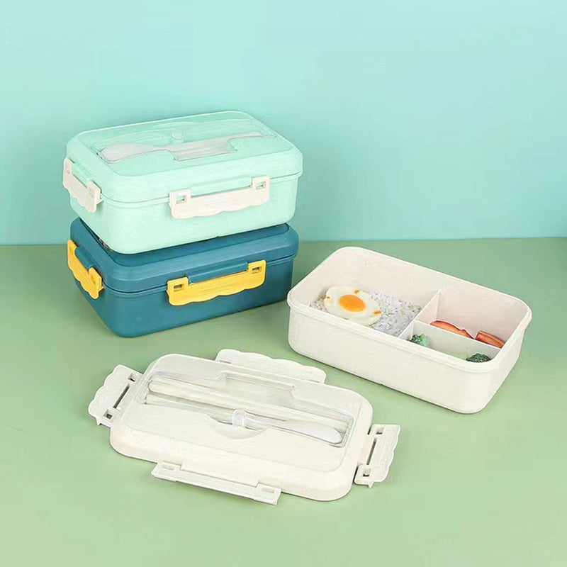 Wheat Straw Compartment Lunch Box With Utensils