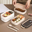 2 Tier Side Clippable Lunch Box With Cutlery