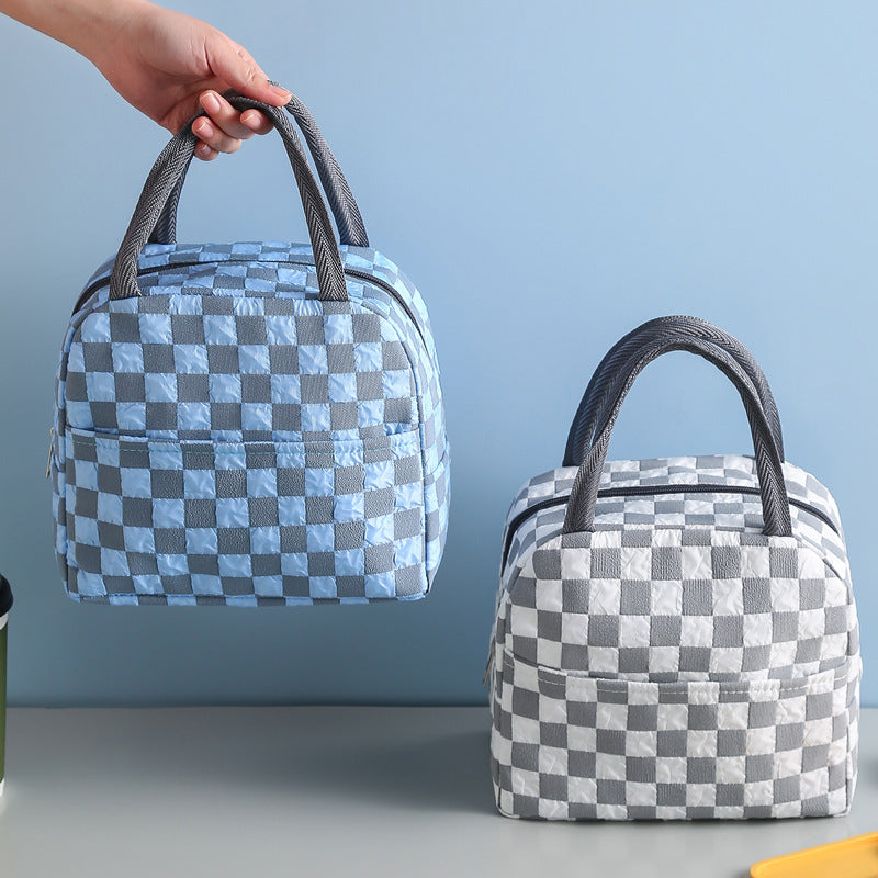 Waterproof Checkered Lunch Bag With Pockets