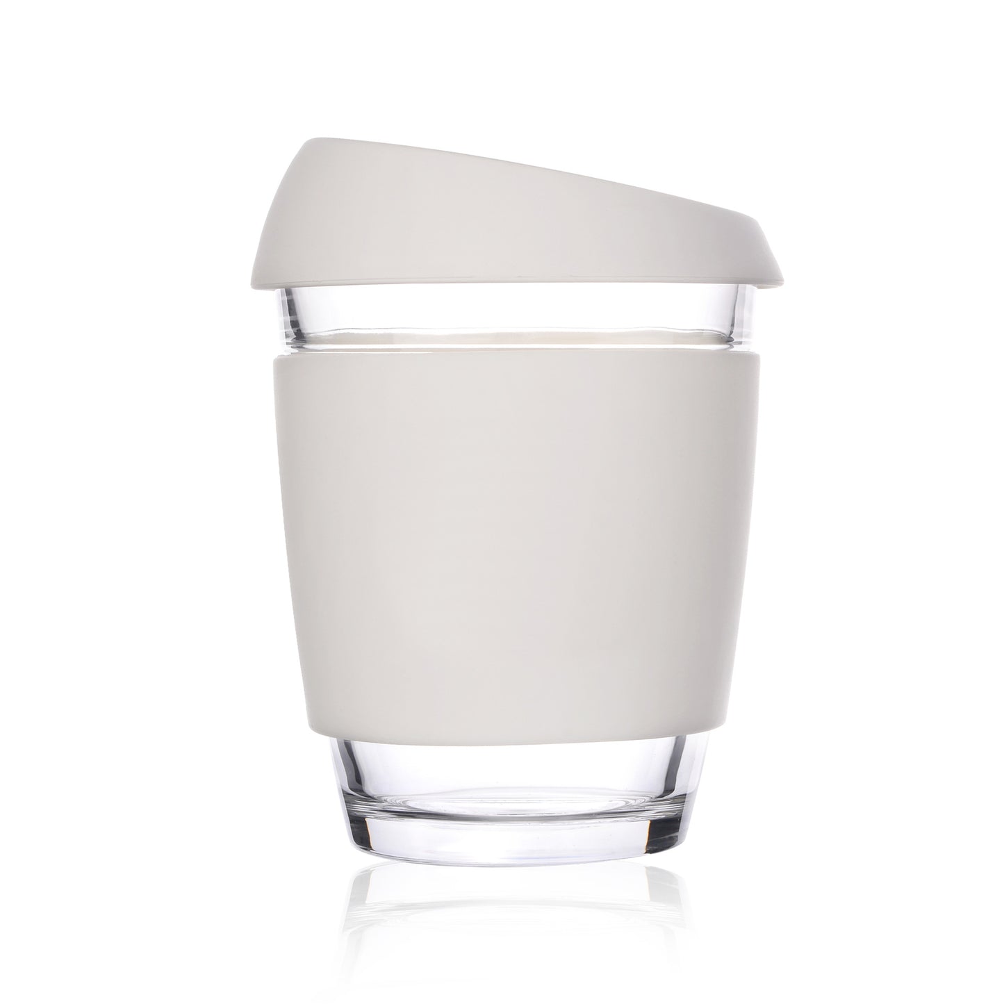 Silica Gel Glass Coffee Cup With Silica Strap Gripping Slanted Cap