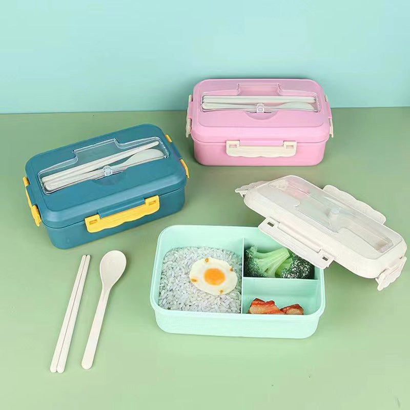 Wheat Straw Compartment Lunch Box With Utensils