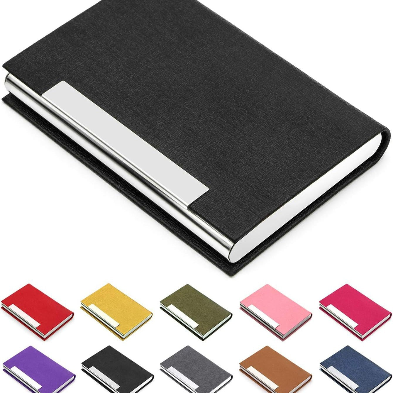 Business Name Card Case Luxury Pu Leather & Stainless Steel Multi Card Case