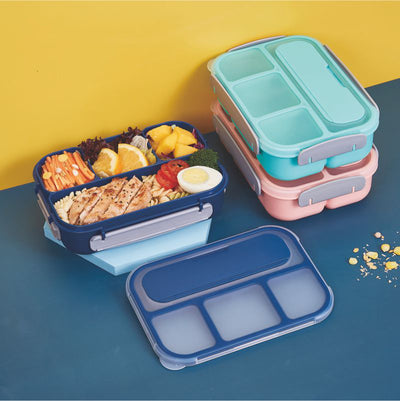 Four Compartment Plastic Lunch Box Convenient Lunch Box